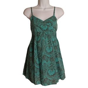 RED CHILLI Teal Blue Brown Paisley Floral Print Sleeveless Top Medium